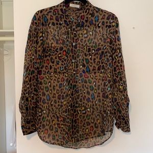 Equipment Sheer Cheetah Blouse